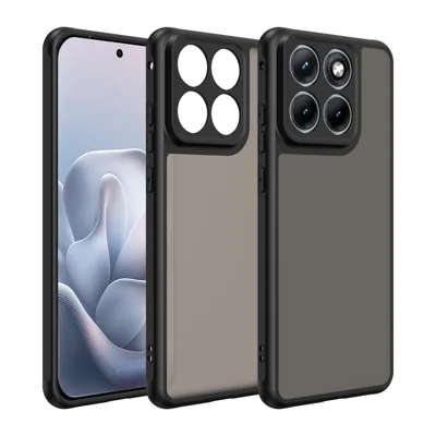Für Motorola Edge 70 Fusion 5G / Motorola Edge 70 Fusion+ 5G Handytasche Sturzsicher Luftkissen Matt Durchscheinend PC + TPU Rückseite – Schwarz