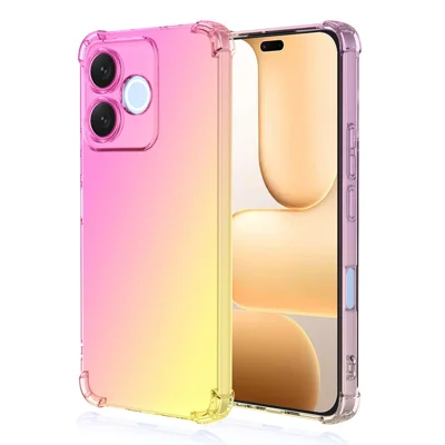 Capa para Honor 600 Lite 5G, Capa de TPU com Cor Gradiente, Anti-queda, - Rosa / Dourado