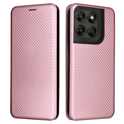 För Motorola Moto G77 5G / G67 5G mobilskal med kolfiberstruktur, stötsäkert PU-läderskal - Rosenfärgat guld