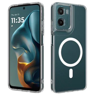 For Motorola Moto G06 Power 4G / G06 4G Clear Phone Magnetic Case TPU + Acrylic Back Cover - Clear