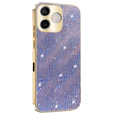 Capa para Honor 600 Lite 5G com Revestimento Eletrolítico, Textura Ondulada, Fundo para Telemóvel em PU + TPU + PC - Roxo