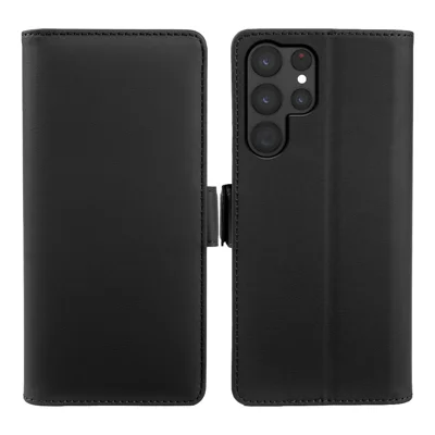 For Samsung Galaxy S22 Ultra 5G Leather Case Wallet Stand TPU + PU Skin-touch Cover - Black