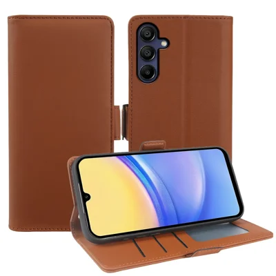 For Samsung Galaxy A15 4G Leather Case Wallet Stand TPU + PU Skin-touch Cover - Brown