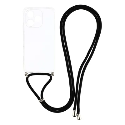 Für Honor 600 Lite 5G Hülle verstärkte Ecken TPU klare Handyhülle mit Lanyard – Transparent