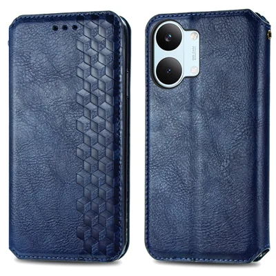 Obudowa do Xiaomi Poco X8 Pro Max 5G / Redmi Turbo 5 Max 5G z motywem rombów, portfel z kieszenią na karty, zamszowa obudowa na telefon - Niebieski