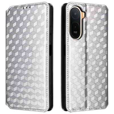 Capa Carteira para Xiaomi Redmi A7 Pro 4G, Capa em Pele PU com Impressão de Losango - Prateada