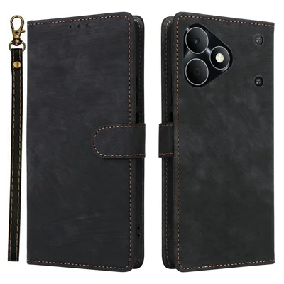 Étui pour Realme Note 80 4G, étui portefeuille avec blocage RFID, housse en cuir PU avec support et sangle - Noir