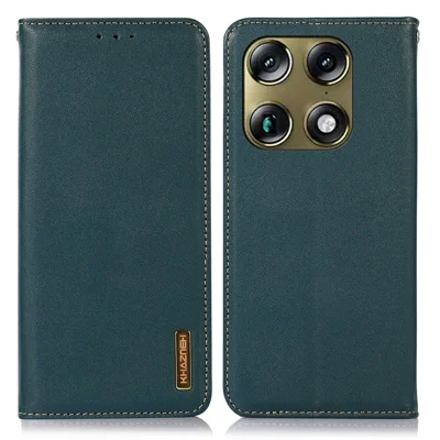 KHAZNEH Custodia Portafoglio per Motorola Moto X70 Air Pro 5G in Vera Pelle di Mucca, Copertura per Telefono con Texture Nappa - Verde