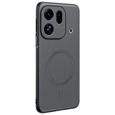 Magnetisk skenor för Oppo Find X9S Pro 5G med läderbelagd TPU + PC mobilskal - Grå