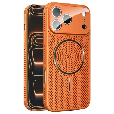 For iPhone 18 Pro / 17 Pro Case Heat Dissipation PC + Aluminium Alloy Cooling Phone Cover with Lens Protector - Orange