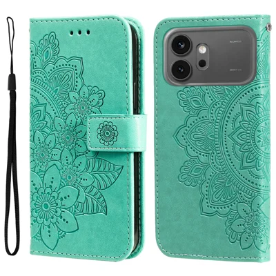 Voor Honor 600 Pro 5G / Honor 600 5G Hoesje Bloemenpatroon PU Lederen Portemonnee Stand Telefoonhoesje - Groen