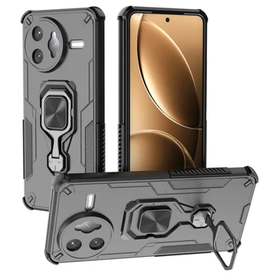Bulk Purchasing For Xiaomi Redmi K80 Pro 5G  /  Poco F7 Ultra 5G Case Rotatable Ring Kickstand PC + TPU Shockproof Phone Cover - Black