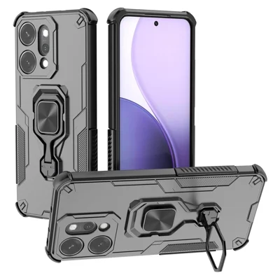 Bulk Purchasing For Oppo Reno14 Pro 5G (Global) Case Rotatable Ring Kickstand PC + TPU Shockproof Phone Cover - Black