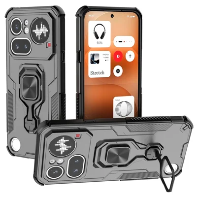 Pour Nothing Phone (4a) Pro Housse avec Support Anneau Rotatif PC + TPU Étui Antichoc - Noir