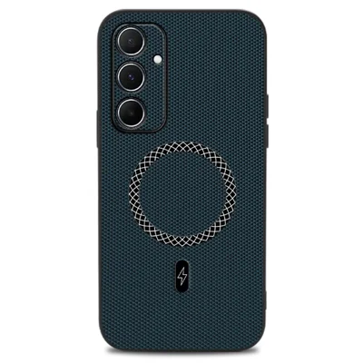 For Samsung Galaxy A55 5G Case Triangle Texture PU Leather Shockproof Ultra Thin Cover - Blue