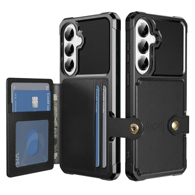Zwart telefoonhoesje voor Samsung Galaxy A37 5G met kaarthouder van PU-leer + TPU - Zwart