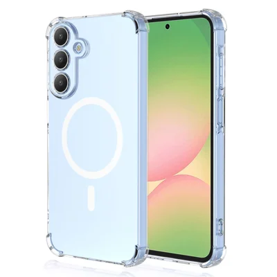 For Samsung Galaxy A16 5G  /  A16 4G Magnetic Case Shockproof Four Corners PC + TPU Phone Cover - Transparent
