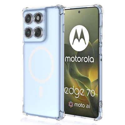 For Motorola Edge 70 5G  /  Moto X70 Air 5G Magnetic Case Shockproof Four Corners PC + TPU Phone Cover - Transparent