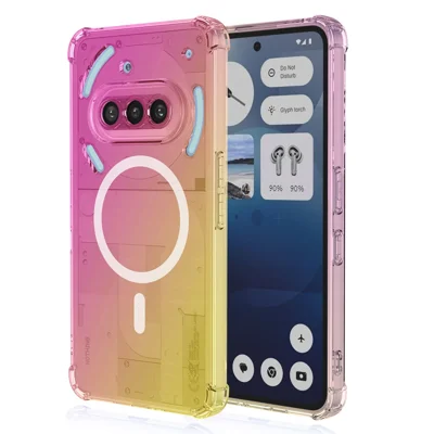 Bulk Purchasing For Nothing Phone (3a) Magnetic Case Gradient Color PC + TPU Anti-drop Four Corners Phone Cover - Pink  /  Gold