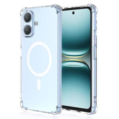 For TECNO Pop 10  /  Spark Go 2 4G Magnetic Case Shockproof Four Corners PC + TPU Phone Cover - Transparent