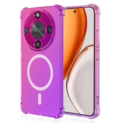 Acquisto all'ingrosso per custodia magnetica Honor X70 5G / X9d 5G / Magic8 Lite 5G, cover antiurto con angoli rinforzati in PC + TPU, colore gradiente - Rosa / Viola
