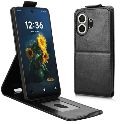 For TCL NxtPaper 70 Pro 5G Stand Case Magnetic Clasp Vertical Flip Leather Phone Cover with Card Holder - Black
