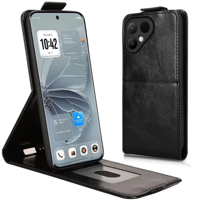 For TECNO Pova Curve 2 5G Stand Case Magnetic Clasp Vertical Flip Leather Phone Cover with Card Holder - Black
