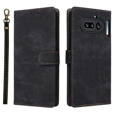 For Nothing Phone (4a) Case Wallet RFID Blocking PU Leather Phone Cover Stand with Strap - Black