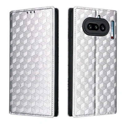 For Nothing Phone (4a) Lite 5G Case Wallet Rhombus Imprinted PU Leather Phone Cover - Silver