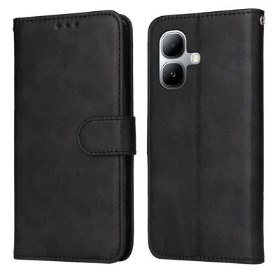 Étui pour Infinix Smart 20 4G, étui portefeuille en cuir PU, housse folio rabattable - Noir