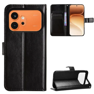Voor Honor 600 Pro 5G / Honor 600 5G PU Leren Hoese met Bandje Crazy Horse Structuur Telefoonportemonnee Cover - Zwart