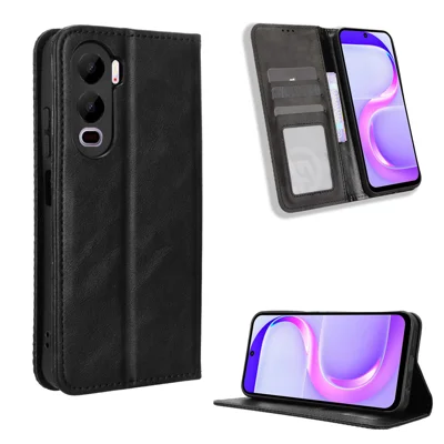 For TECNO Pova Curve 2 5G Leather Case Wallet Stand Retro Texture Phone Cover - Black