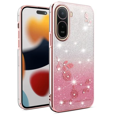 KADEM Obudowa na telefon Xiaomi Redmi A7 Pro 4G, obudowa z kwiatkiem, elastyczna obudowa TPU z gradientem - różowy