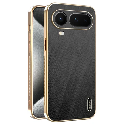 KADEM pour Honor Magic8 Pro Air 5G Étui de téléphone Étui arrière en cuir PU et TPU avec texture soyeuse et placage électrolytique - Noir