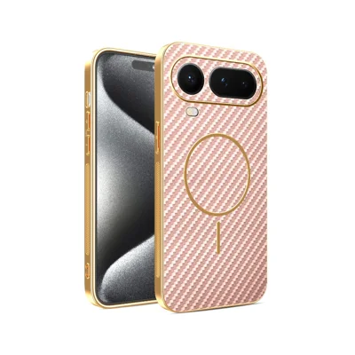 Coque de téléphone pour Honor Magic8 Pro Air 5G, dos en TPU plaqué, texture en fibre de carbone - Rose