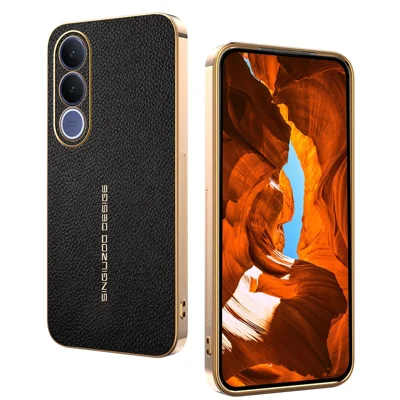Custodia per vivo V70 FE 5G Anti Graffio con Texture Effetto Lucertola in TPU Pelle PU - Nero