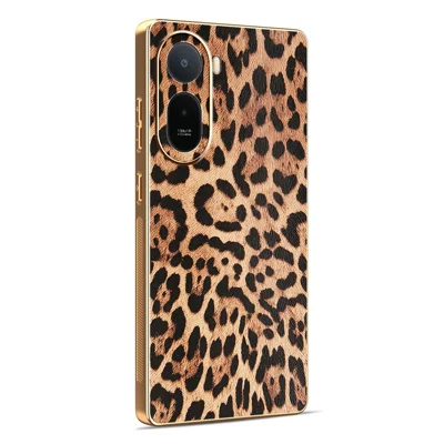 Phone Case for Xiaomi Poco C85x 5G / Redmi A7 Pro 4G (171.56mm) / Redmi A7 Pro 5G PU Leather Coated PC + TPU Electroplating Phone Cover - Leopard Print