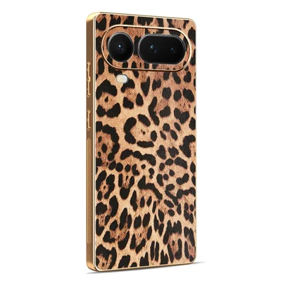 Coque de téléphone pour Honor Magic8 Pro Air 5G, revêtement en cuir PU avec coque PC + TPU et finition métallisée - Imprimé léopard