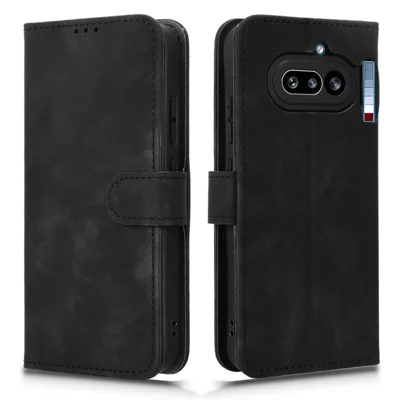 For Nothing Phone (4a) Leather Case Skin Feel Anti Drop Wallet Stand Flip Phone Cover - Black
