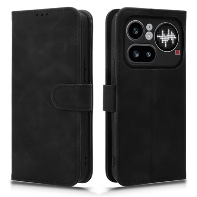 For Nothing Phone (4a) Pro Leather Case Skin Feel Anti Drop Wallet Stand Flip Phone Cover - Black
