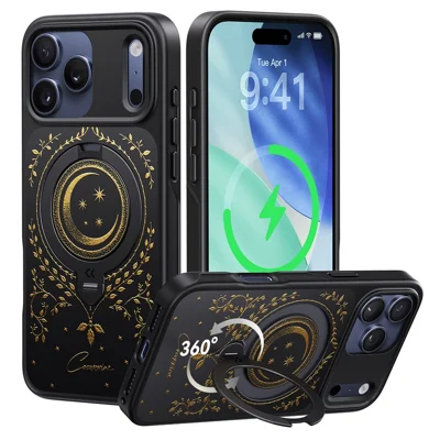 CASEKOO серия Таро для iPhone 17 Pro Max магнитный чехол с поворотным кольцом-подставкой PC + TPU ударопрочный чехол - Таро Вайна Луна