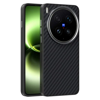 ABEEL For vivo X300 Ultra 5G Magnetic Case Wide Carbon Fiber Texture Phone Back Cover - Black
