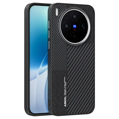 ABEEL For vivo X300s 5G Magnetic Case PC + TPU + Aluminum Alloy + PU Leather Slim Phone Back Cover - Texture 3
