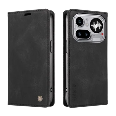 Pour Nothing Phone (4a) Pro Housse Cuir YIKATU YK-004 Étui Portefeuille Effet Peau - Noir
