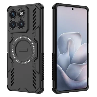 Custodia Magnetica per Motorola Edge 70 Fusion+ 5G / Edge 70 Fusion 5G Butterfly Armor con Struttura Cava per Dissipazione del Calore in PC + TPU - Nera
