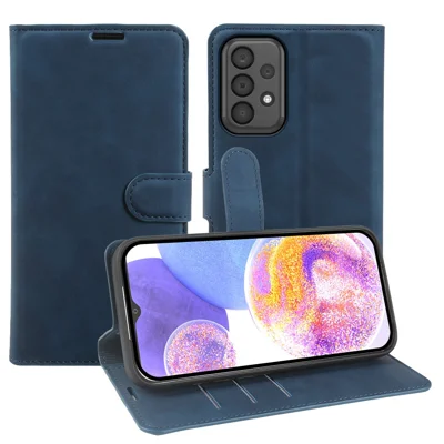 Wallet Stand Case For Samsung Galaxy A23 5G (Global)  /  4G Card Slots Skin-feel TPU + PU Leather Flip Cover - Blue