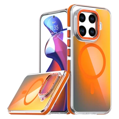 For Xiaomi 15T Pro Magnetic Case Cute Fluorescent Design TPU Acrylic Phone Back Cover - Orange