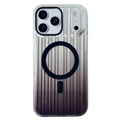 Für iPhone 17 Pro Magnetisch Case Gradient Streifen TPU PC Stoßfest Hülle Kompatibel mit Magsafe - Schwarz