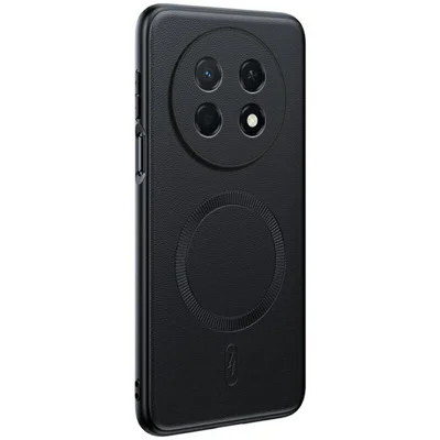 Etui magnetyczne do Huawei Enjoy 90 Pro Max z powłoką z tworzywa TPU + PC i skórzanym wykończeniem – Czarny