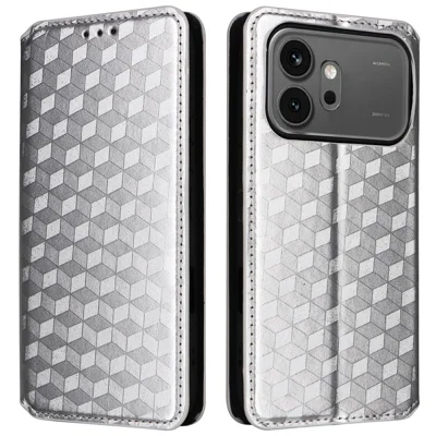 For Honor 600 5G / 600 Pro 5G Case Wallet Ruitmotief Ingeprent PU Leren Telefoonhoesje - Zilver